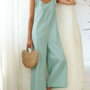💵Shoulder tie wide leg jumpsuit